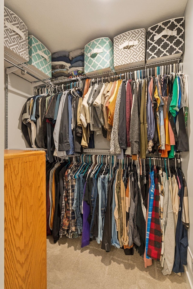 spacious closet with carpet floors