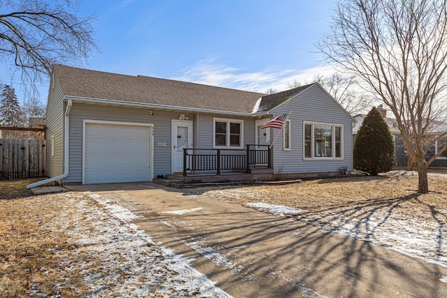 single story home with a garage