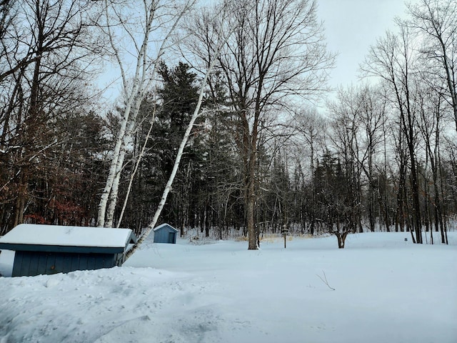 view of yard layered in snow