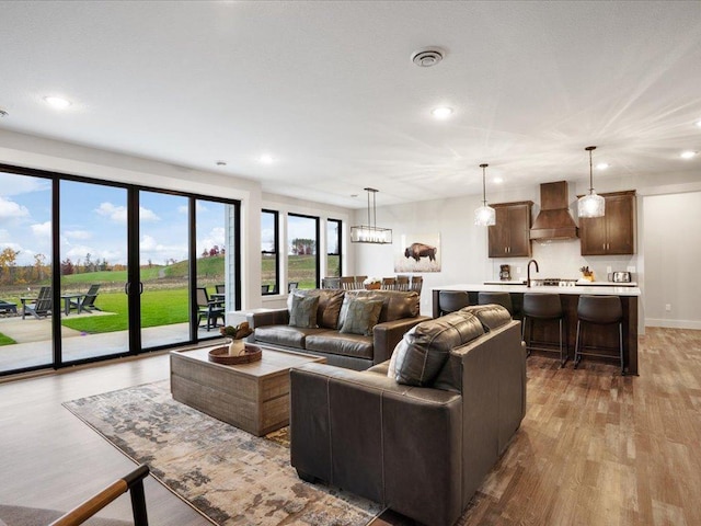 living room with wood-type flooring