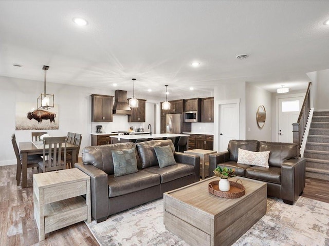 living room featuring light hardwood / wood-style floors