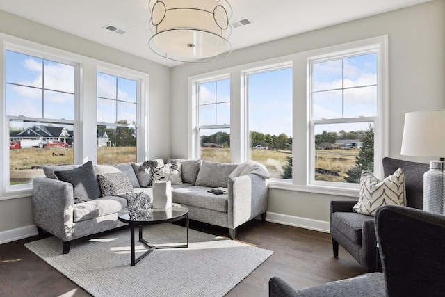 living room featuring dark hardwood / wood-style flooring