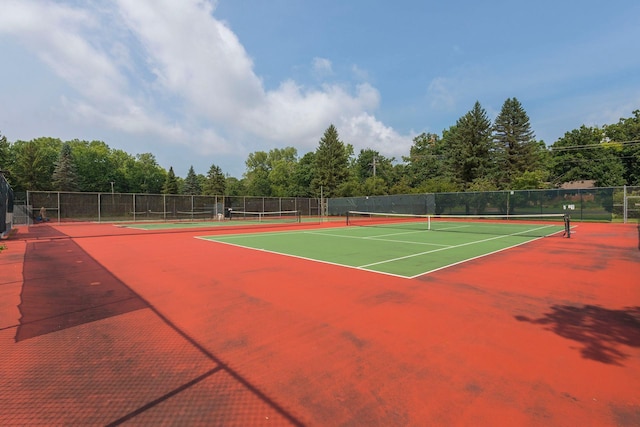 view of tennis court with basketball court