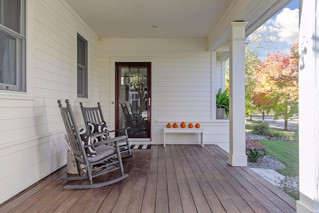 deck with covered porch