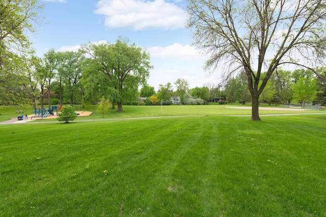 view of community with a lawn