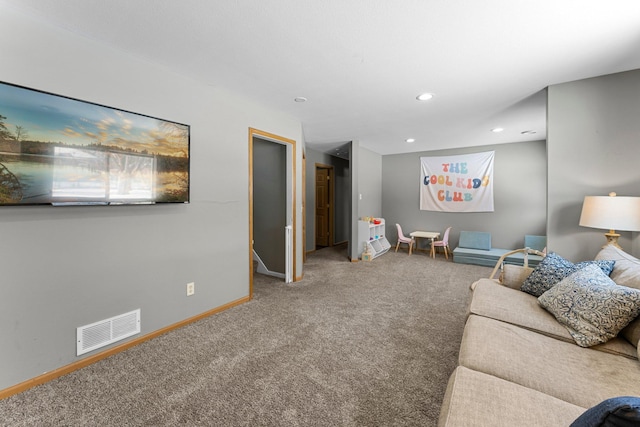 living room featuring carpet