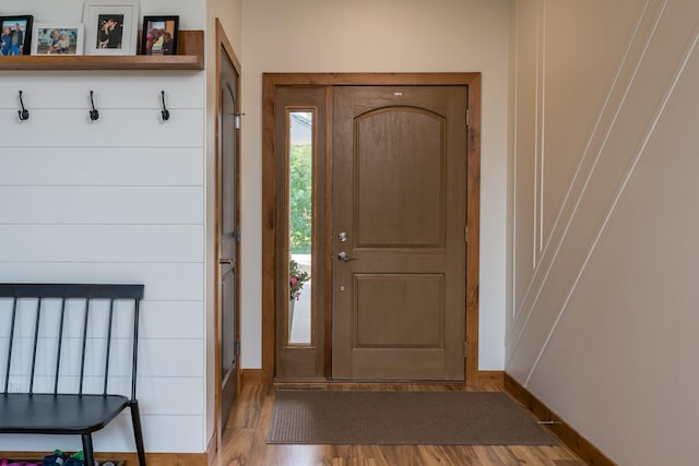 foyer with light hardwood / wood-style flooring