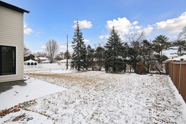 view of yard covered in snow