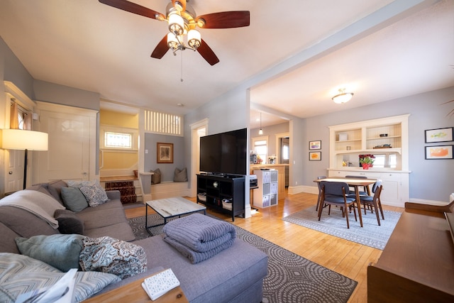 living room featuring light hardwood / wood-style flooring