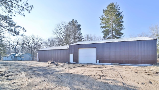 view of detached garage
