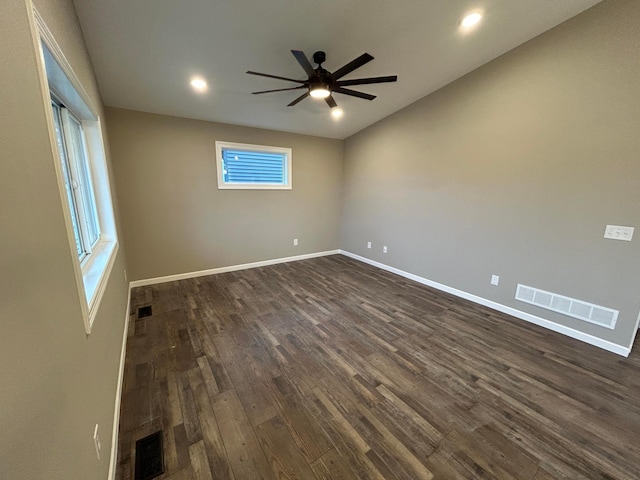 11252 Prairie Village Ln, Becker, MN 55308 - empty room with ceiling fan and dark hardwood / wood-style flooring