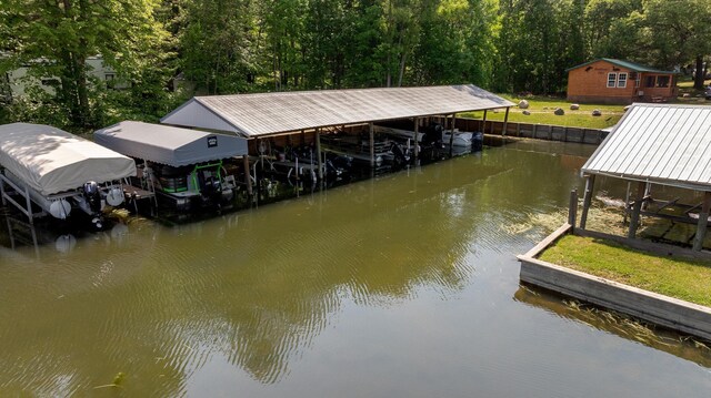 11375 Grouse Loop NW, Walker, MN 56484 - dock area with boat lift and a water view
