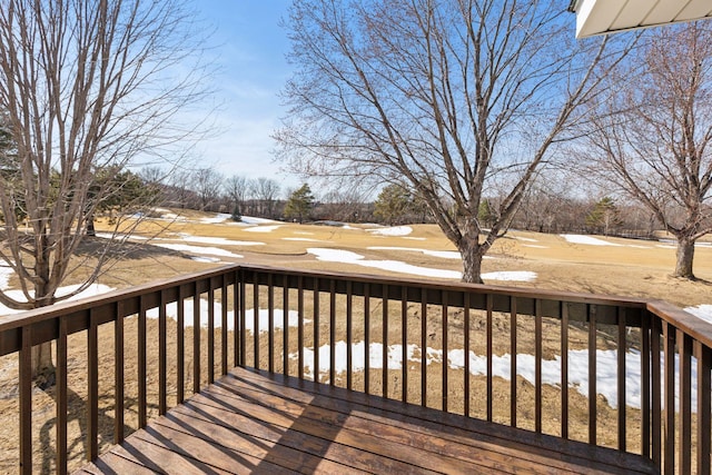 view of snow covered deck