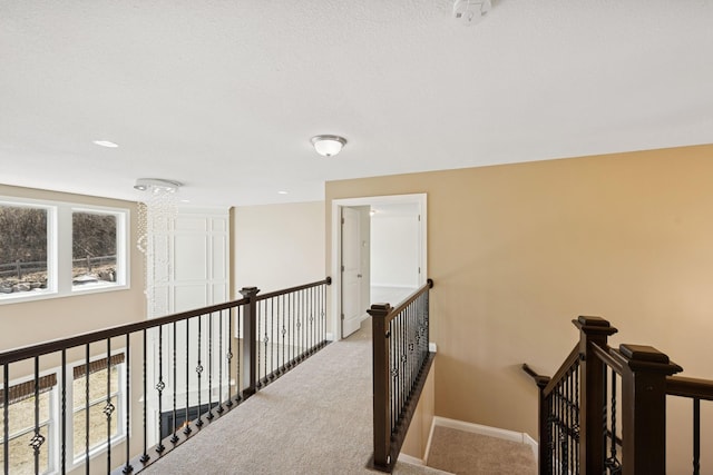 5270 Jewel Ln N, Plymouth, MN 55446 - hall with carpet floors, an upstairs landing, and baseboards