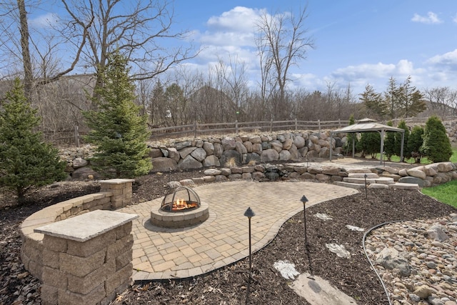 5270 Jewel Ln N, Plymouth, MN 55446 - view of patio / terrace featuring a gazebo and an outdoor fire pit