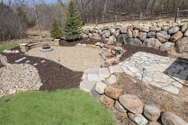 5270 Jewel Ln N, Plymouth, MN 55446 - view of yard featuring an outdoor fire pit and a patio