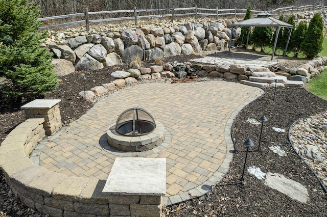 5270 Jewel Ln N, Plymouth, MN 55446 - view of patio featuring a gazebo and a fire pit