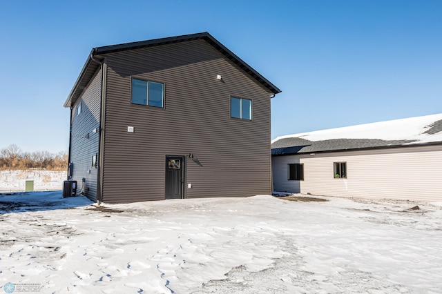 view of snow covered property