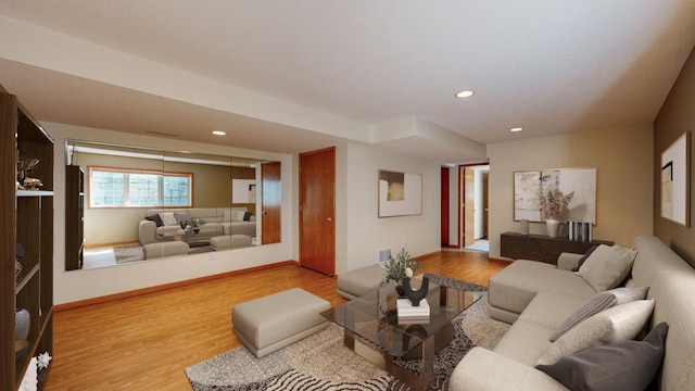 living room featuring light hardwood / wood-style floors