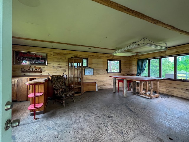 miscellaneous room featuring wooden walls