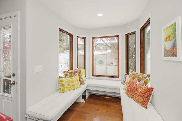 mudroom with hardwood / wood-style flooring