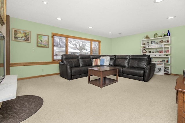 living room with carpet flooring