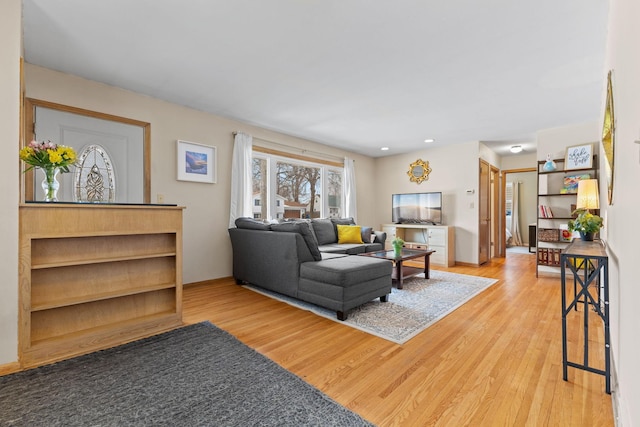 living room with wood-type flooring