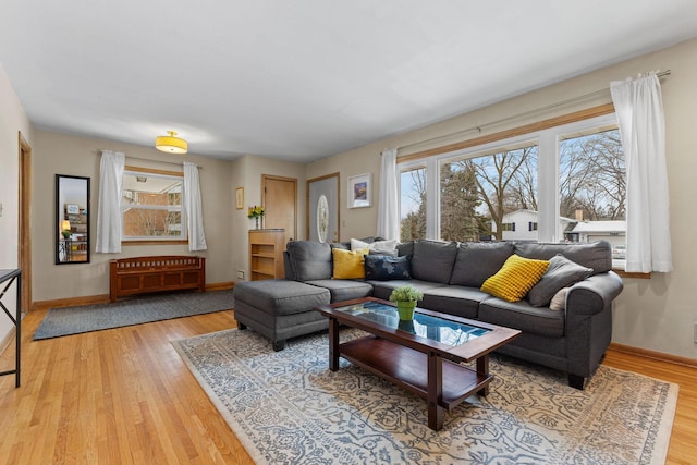 living room featuring light wood-type flooring