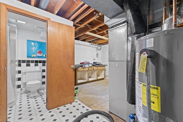 basement with gas water heater