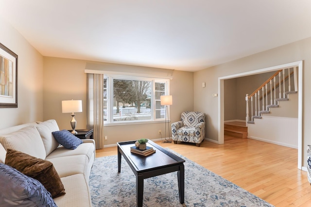 living room with wood-type flooring