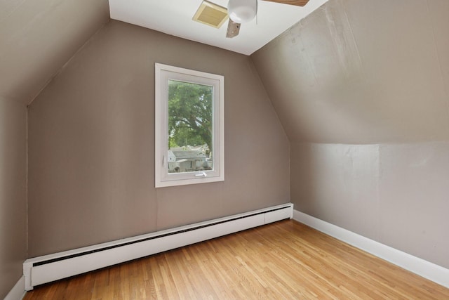 5801 23rd Ave S, Minneapolis, MN 55417 - bonus room featuring baseboard heating, wood finished floors, vaulted ceiling, and a ceiling fan