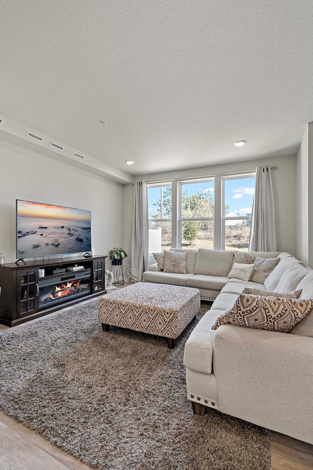 4884 Avery Ct, Eagan, MN 55123 - living area with a textured ceiling and wood finished floors