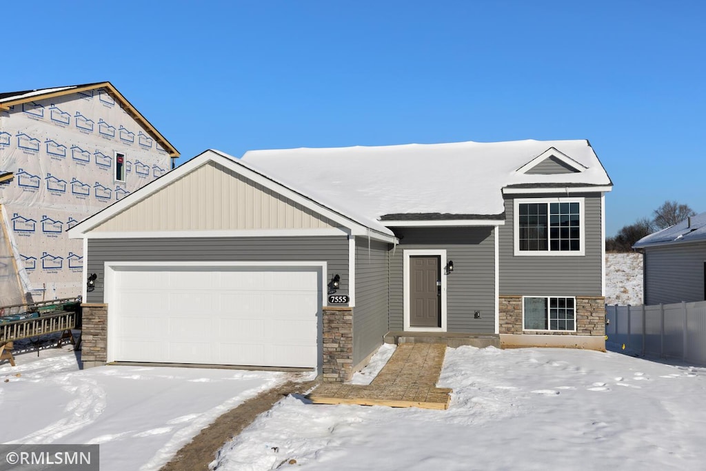 view of front of house with a garage