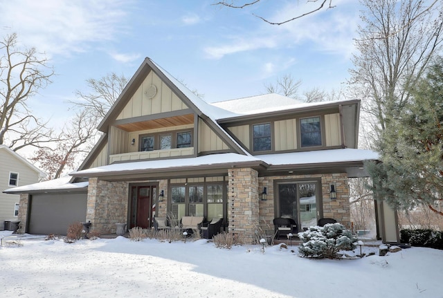 view of front of property featuring a porch and cooling unit