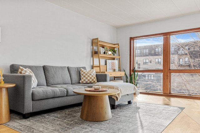 living room with hardwood / wood-style floors