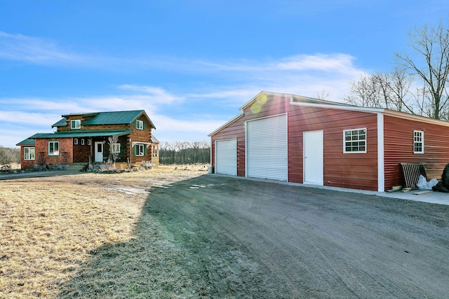 view of detached garage