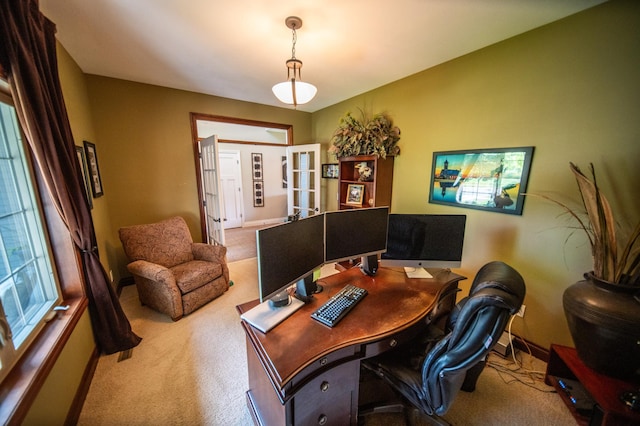 2441 Rosewood Ln SW, Rochester, MN 55902 - carpeted office space with baseboards and french doors