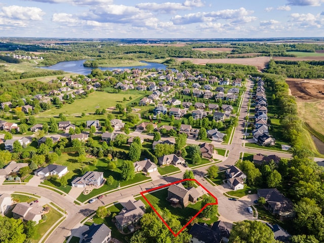 2441 Rosewood Ln SW, Rochester, MN 55902 - aerial perspective of suburban area featuring a large body of water and property parcel outlined