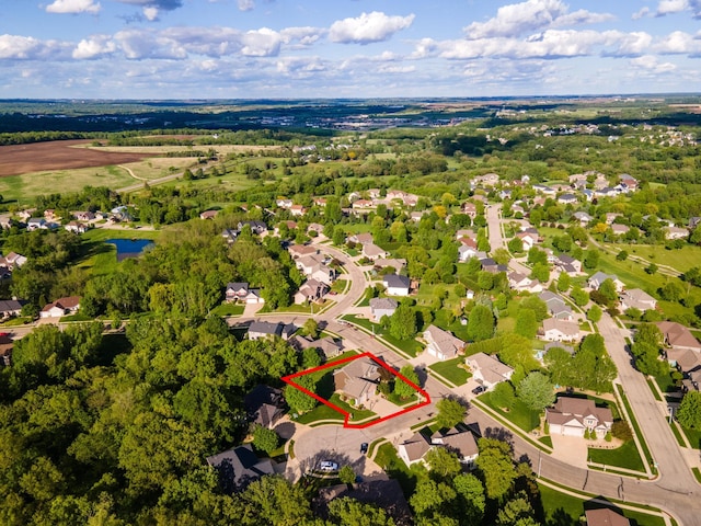 2441 Rosewood Ln SW, Rochester, MN 55902 - aerial view of residential area with property boundaries highlighted and a nearby body of water