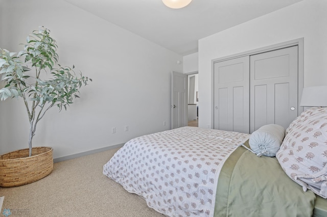 carpeted bedroom featuring a closet