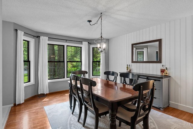 17130 Uplander Cir NW, Andover, MN 55304 - dining area featuring plenty of natural light, light wood finished floors, a textured ceiling, a chandelier, and baseboards