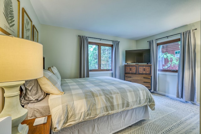 bedroom with carpet floors and multiple windows