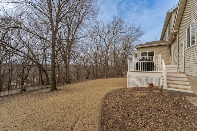 view of yard with a deck