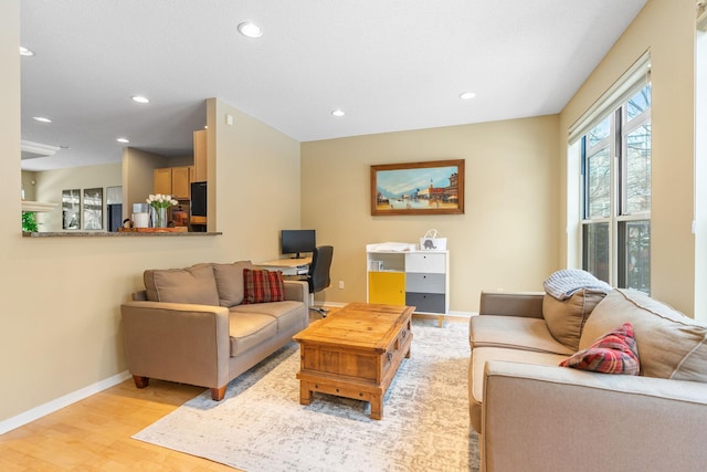 living room with light wood-type flooring