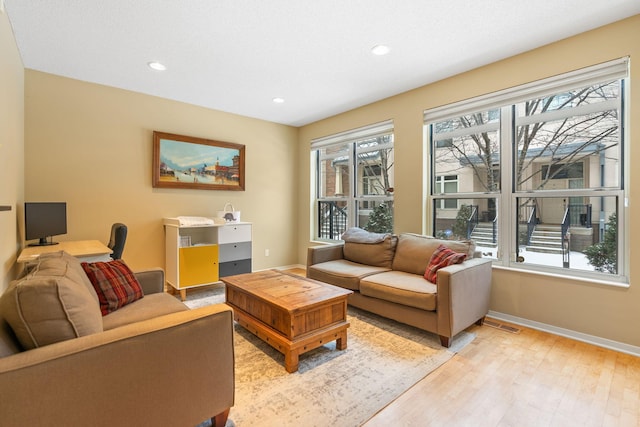 living room featuring light hardwood / wood-style floors