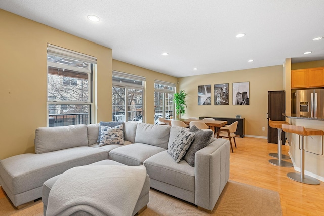 living room with light hardwood / wood-style floors