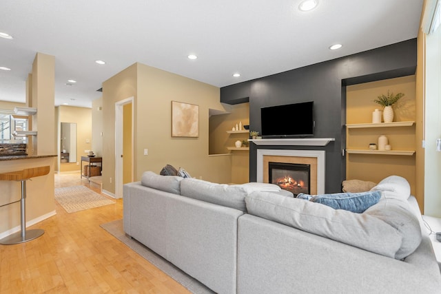 living room featuring light hardwood / wood-style flooring