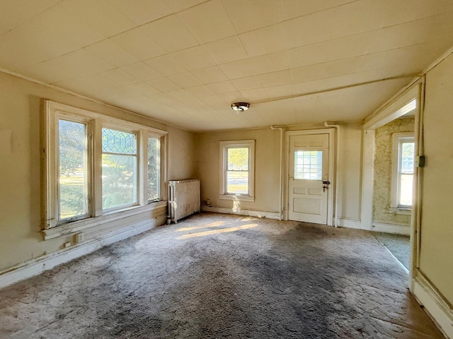 miscellaneous room featuring carpet and radiator heating unit