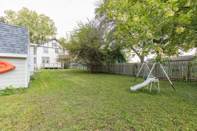 view of yard featuring a playground