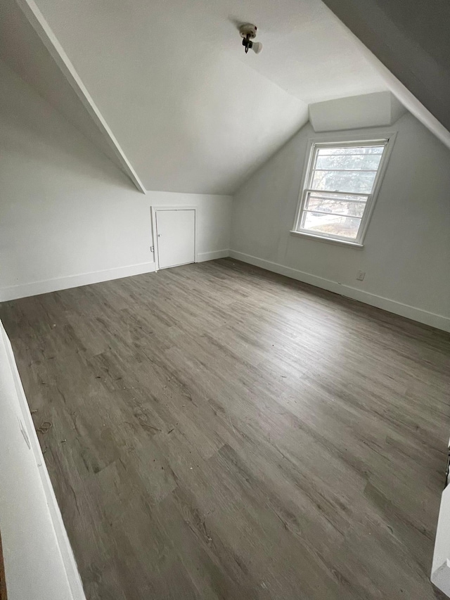 bonus room featuring lofted ceiling and dark wood-type flooring